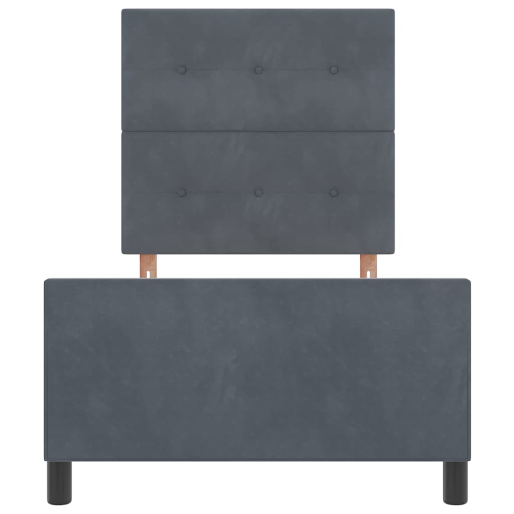 Postel S Boxspringem S Čelo Tmavě Šedá 90 X 200 Cm Samet