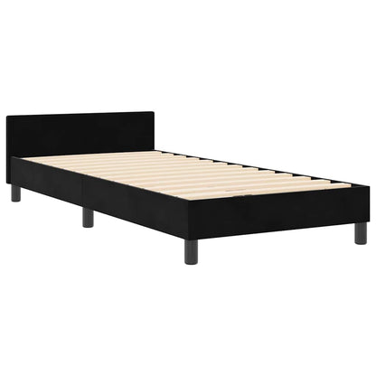 Postel S Boxspringem S Čelo Černá 90 X 200 Cm Samet