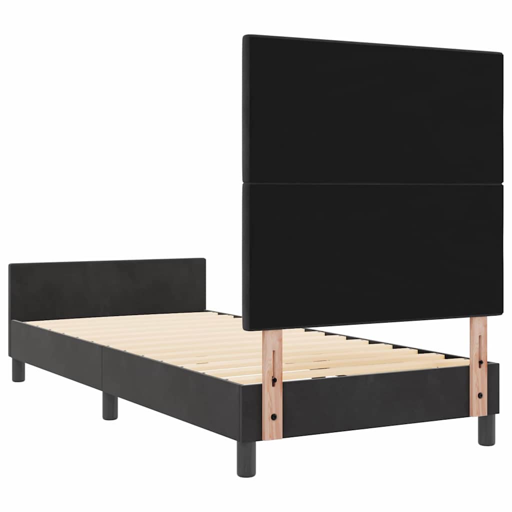 Postel S Boxspringem S Čelo Černá 90 X 200 Cm Samet