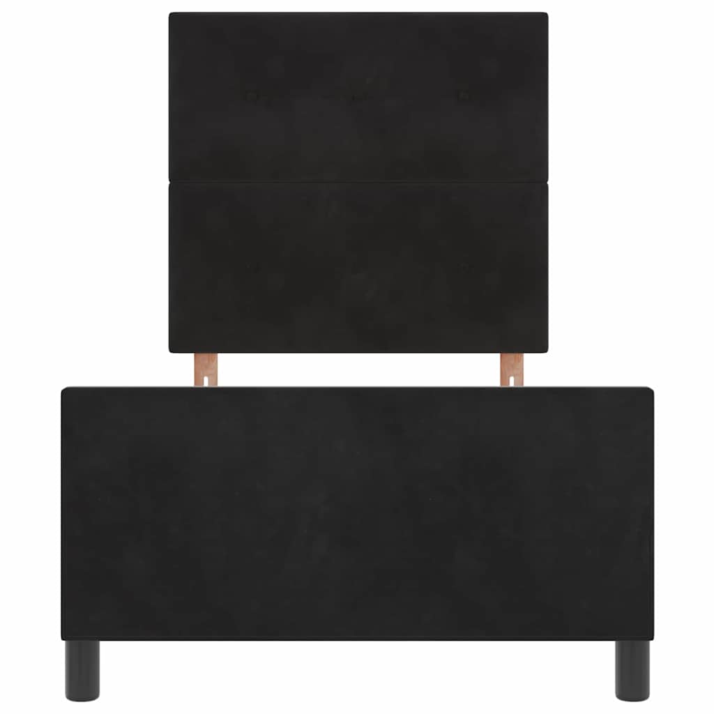 Postel S Boxspringem S Čelo Černá 90 X 200 Cm Samet