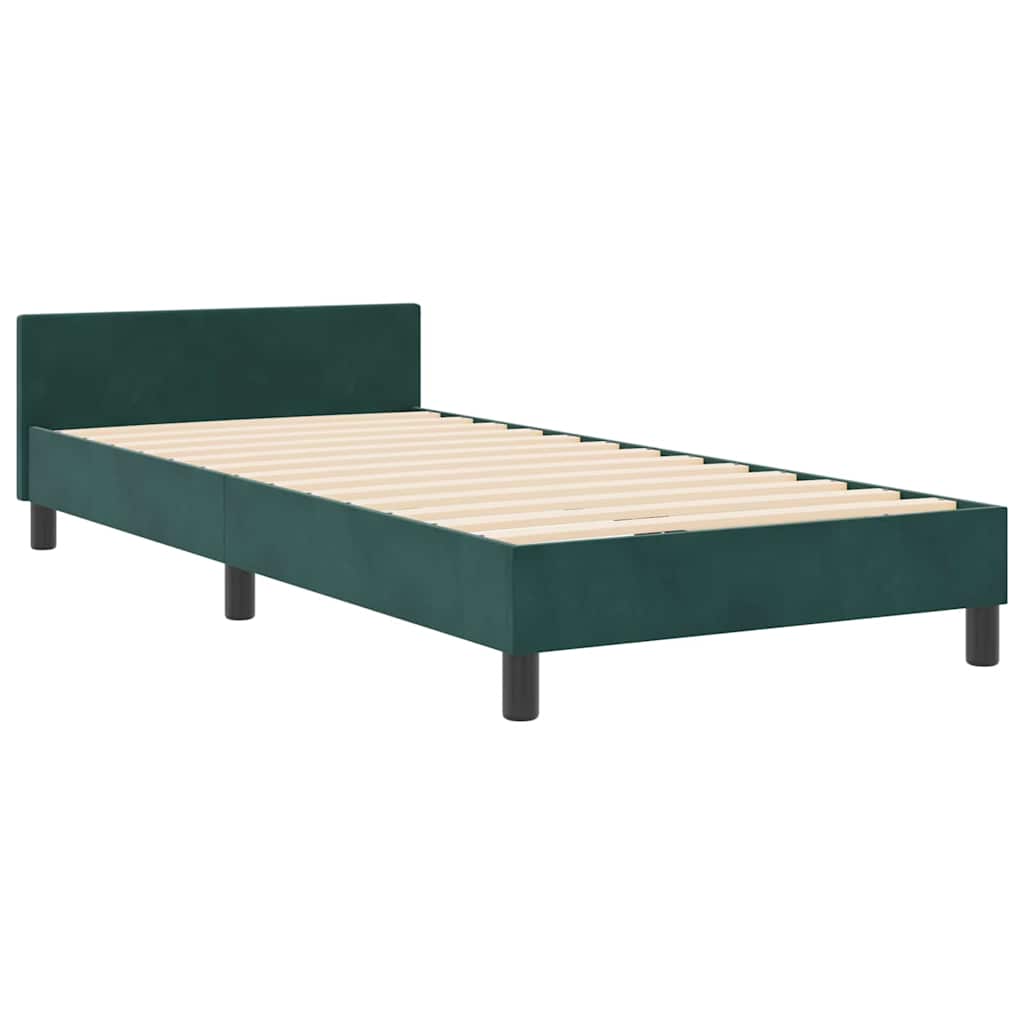 Postel S Boxspringem S Čelo Tmavě Zelená 90 X 200 Cm Samet