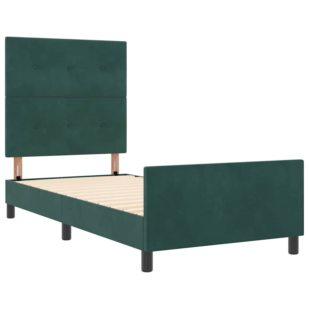 Postel S Boxspringem S Čelo Tmavě Zelená 90 X 200 Cm Samet