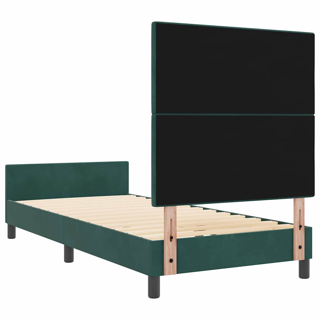 Postel S Boxspringem S Čelo Tmavě Zelená 90 X 200 Cm Samet