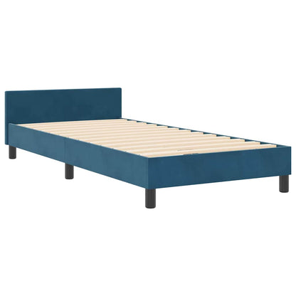 Postel S Boxspringem S Čelo Tmavě Modrá 90 X 200 Cm Samet