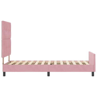 Postel S Boxspringem S Čelo Růžová 90 X 200 Cm Samet