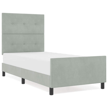 Postel S Boxspringem S Čelo Světle Šedá 100 X 200 Cm Samet