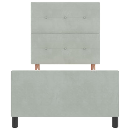 Postel S Boxspringem S Čelo Světle Šedá 100 X 200 Cm Samet