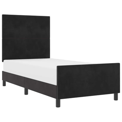 Postel S Boxspringem S Čelo Černá 100 X 200 Cm Samet
