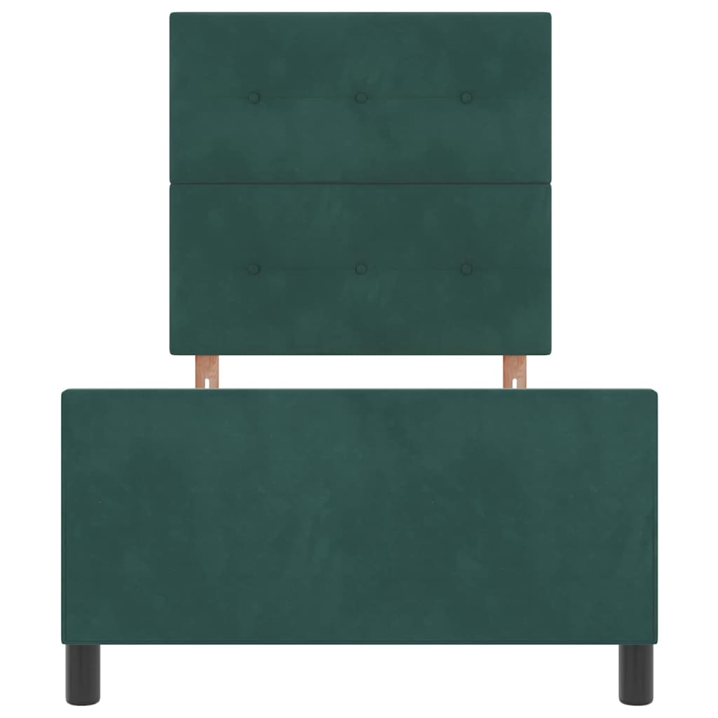 Postel S Boxspringem S Čelo Tmavě Zelená 100 X 200 Cm Samet