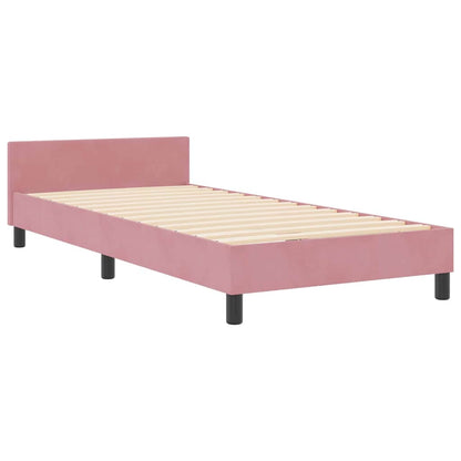 Postel S Boxspringem S Čelo Růžová 100 X 200 Cm Samet