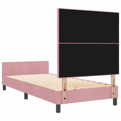 Postel S Boxspringem S Čelo Růžová 100 X 200 Cm Samet
