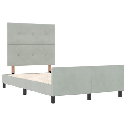 Postel S Boxspringem S Čelo Světle Šedá 120 X 190 Cm Samet