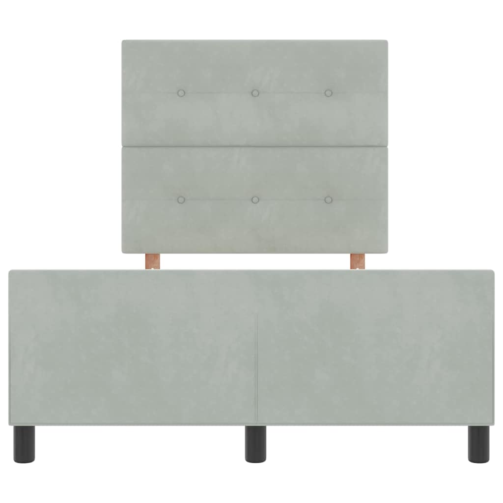 Postel S Boxspringem S Čelo Světle Šedá 120 X 190 Cm Samet