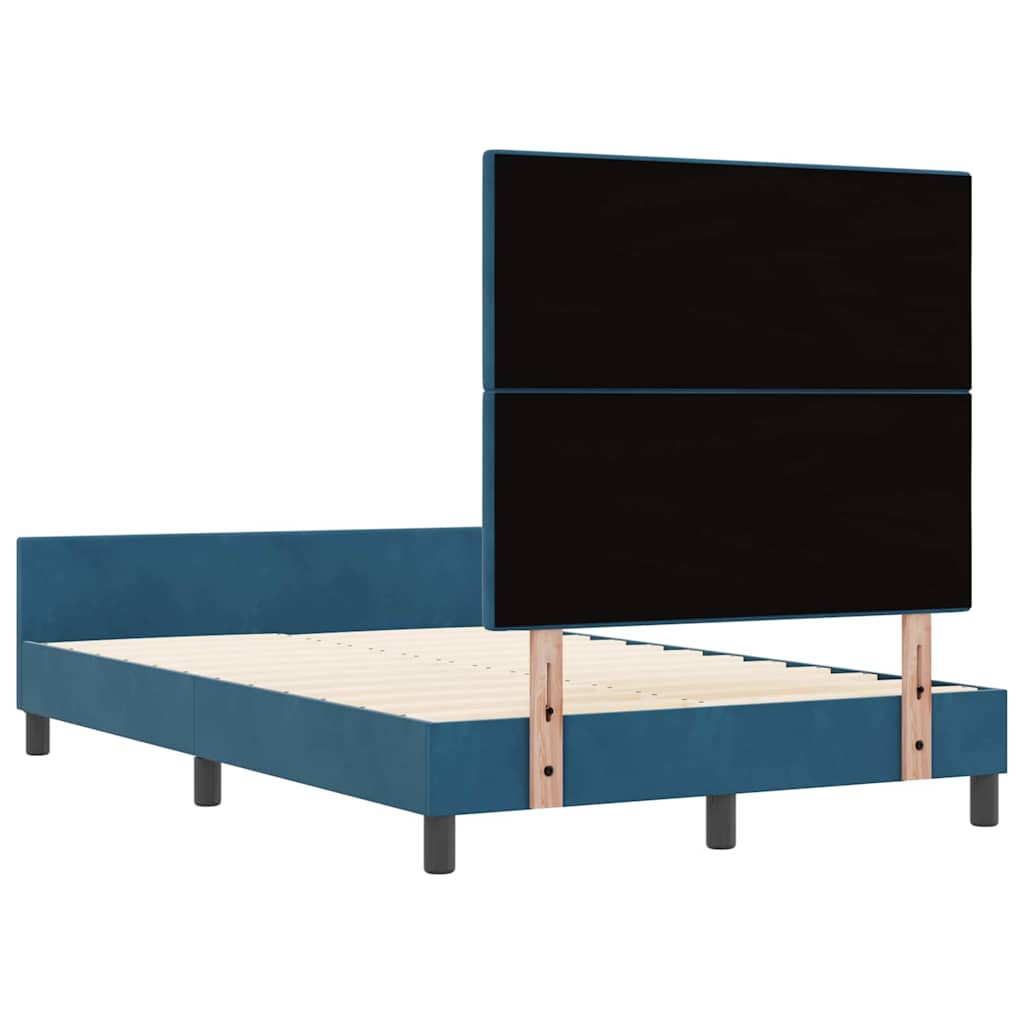 Postel S Boxspringem S Čelo Tmavě Modrá 120 X 190 Cm Samet