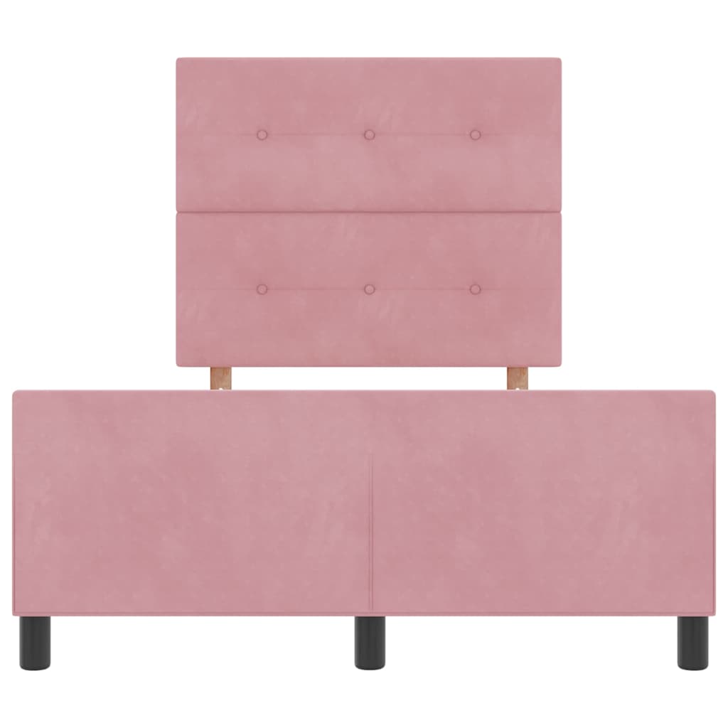 Postel S Boxspringem S Čelo Růžová 120 X 190 Cm Samet