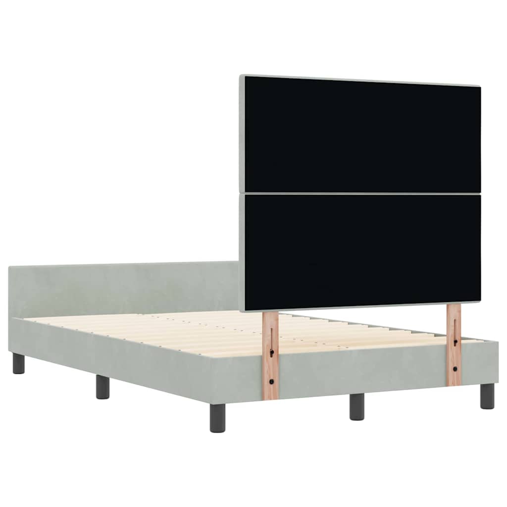 Postel S Boxspringem S Čelo Světle Šedá 120 X 200 Cm Samet