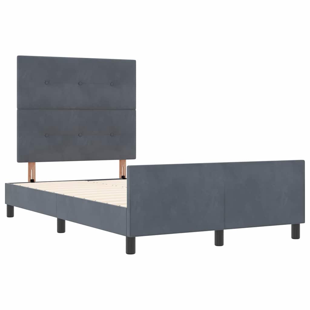 Postel S Boxspringem S Čelo Tmavě Šedá 120 X 200 Cm Samet