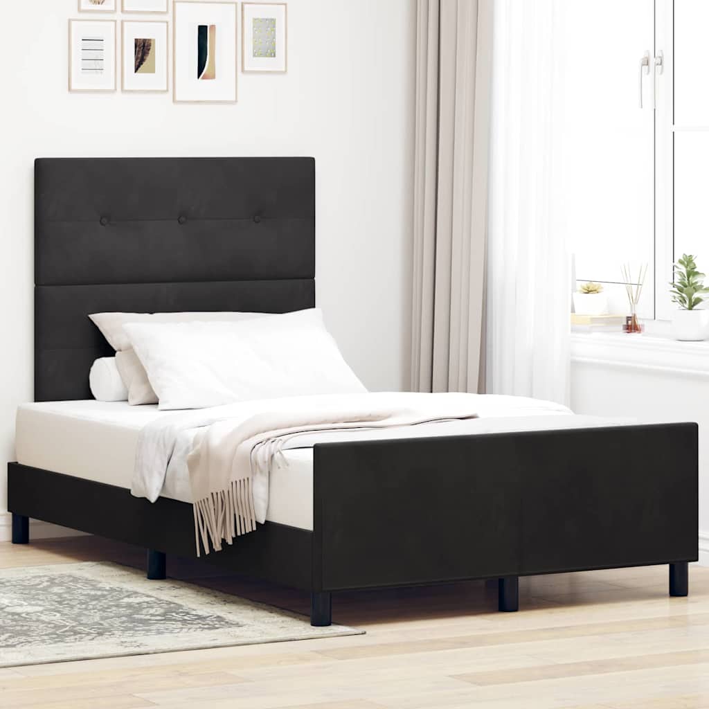 Postel S Boxspringem S Čelo Černá 120 X 200 Cm Samet