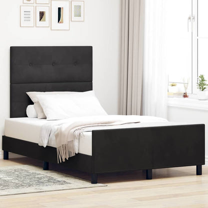 Postel S Boxspringem S Čelo Černá 120 X 200 Cm Samet
