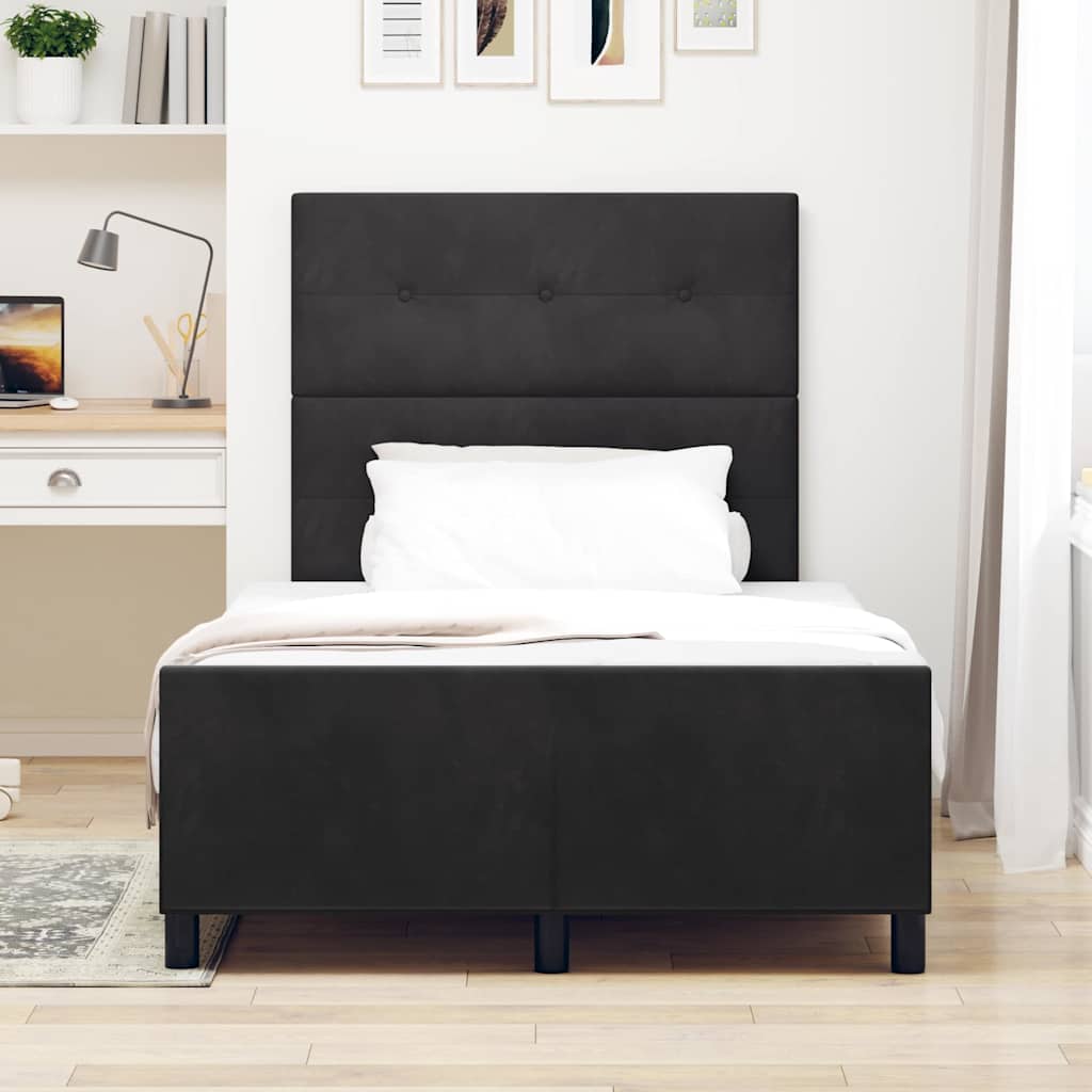 Postel S Boxspringem S Čelo Černá 120 X 200 Cm Samet