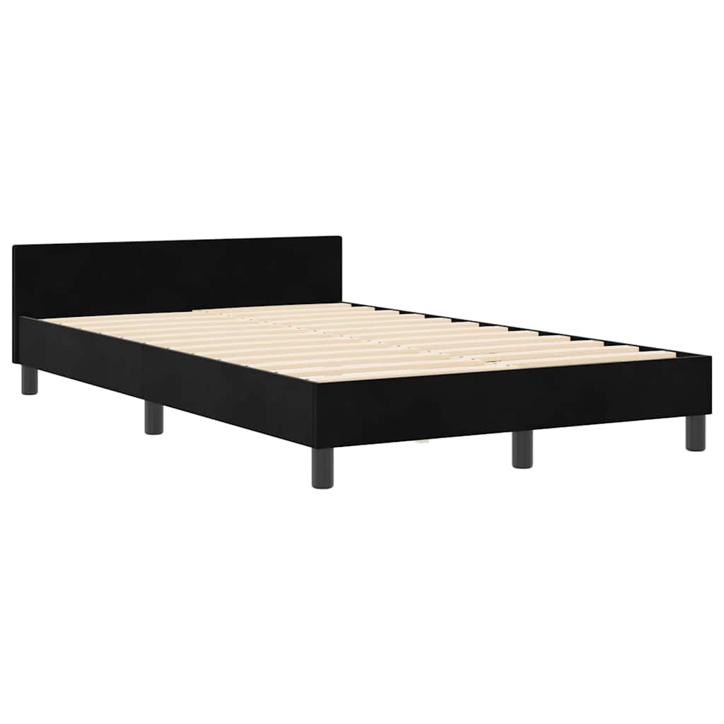 Postel S Boxspringem S Čelo Černá 120 X 200 Cm Samet