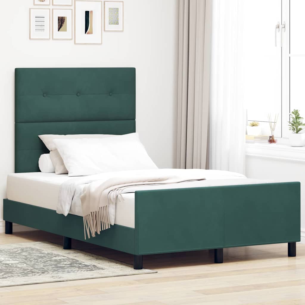 Postel S Boxspringem S Čelo Tmavě Zelená 120 X 200 Cm Samet