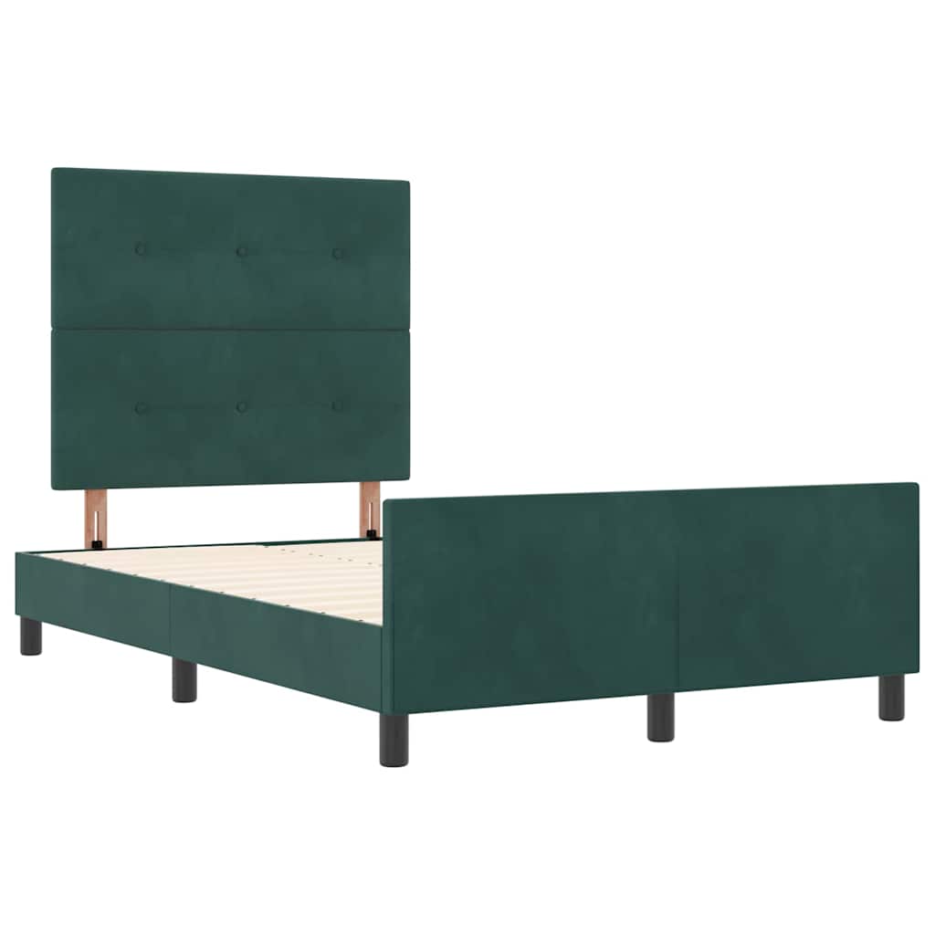 Postel S Boxspringem S Čelo Tmavě Zelená 120 X 200 Cm Samet
