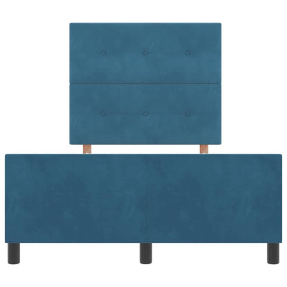 Postel S Boxspringem S Čelo Tmavě Modrá 120 X 200 Cm Samet