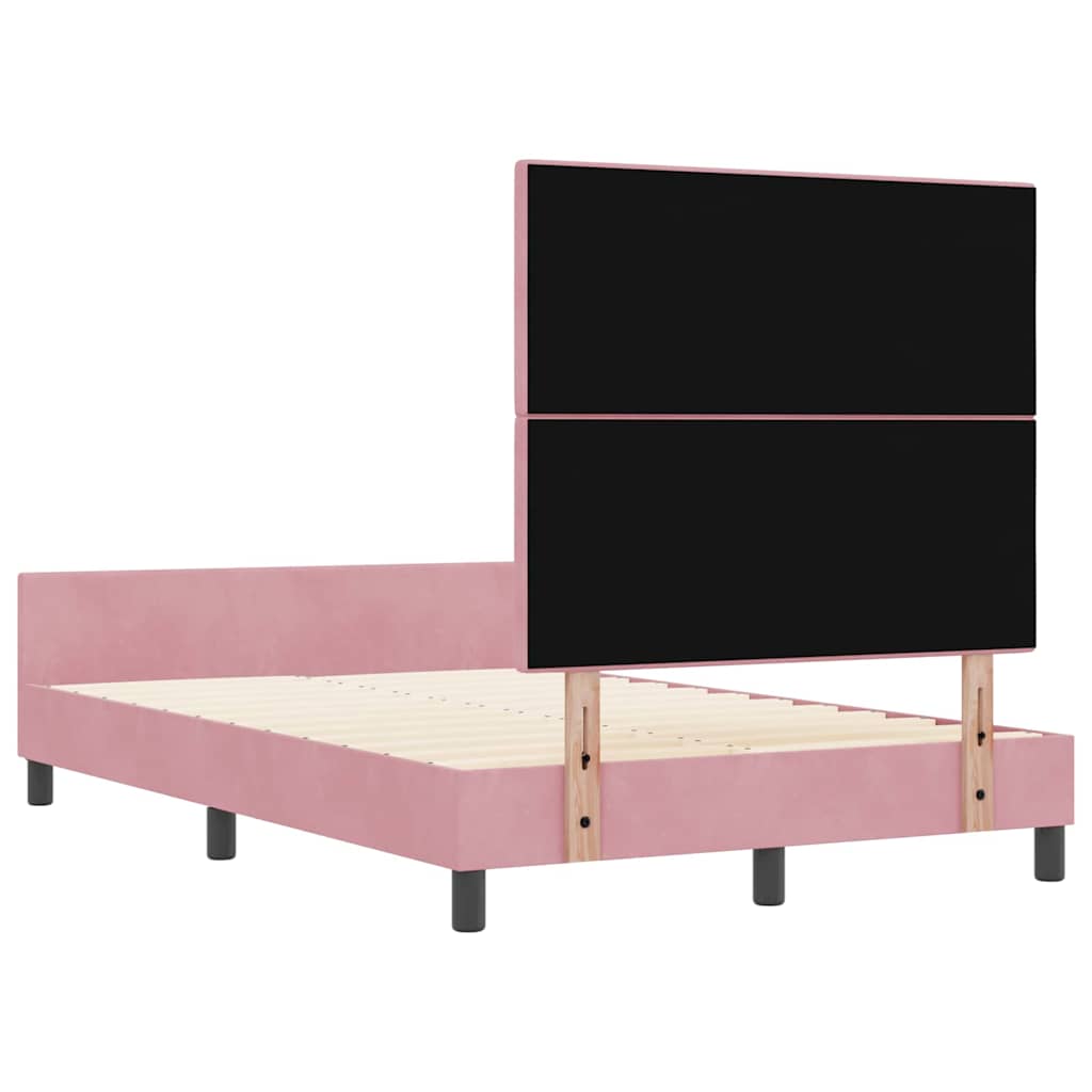 Postel S Boxspringem S Čelo Růžová 120 X 200 Cm Samet