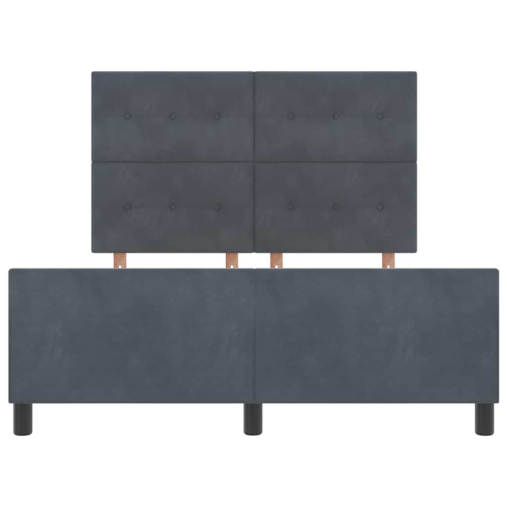 Postel S Boxspringem S Čelo Tmavě Šedá 140 X 190 Cm Samet