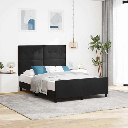 Postel S Boxspringem S Čelo Černá 140 X 190 Cm Samet