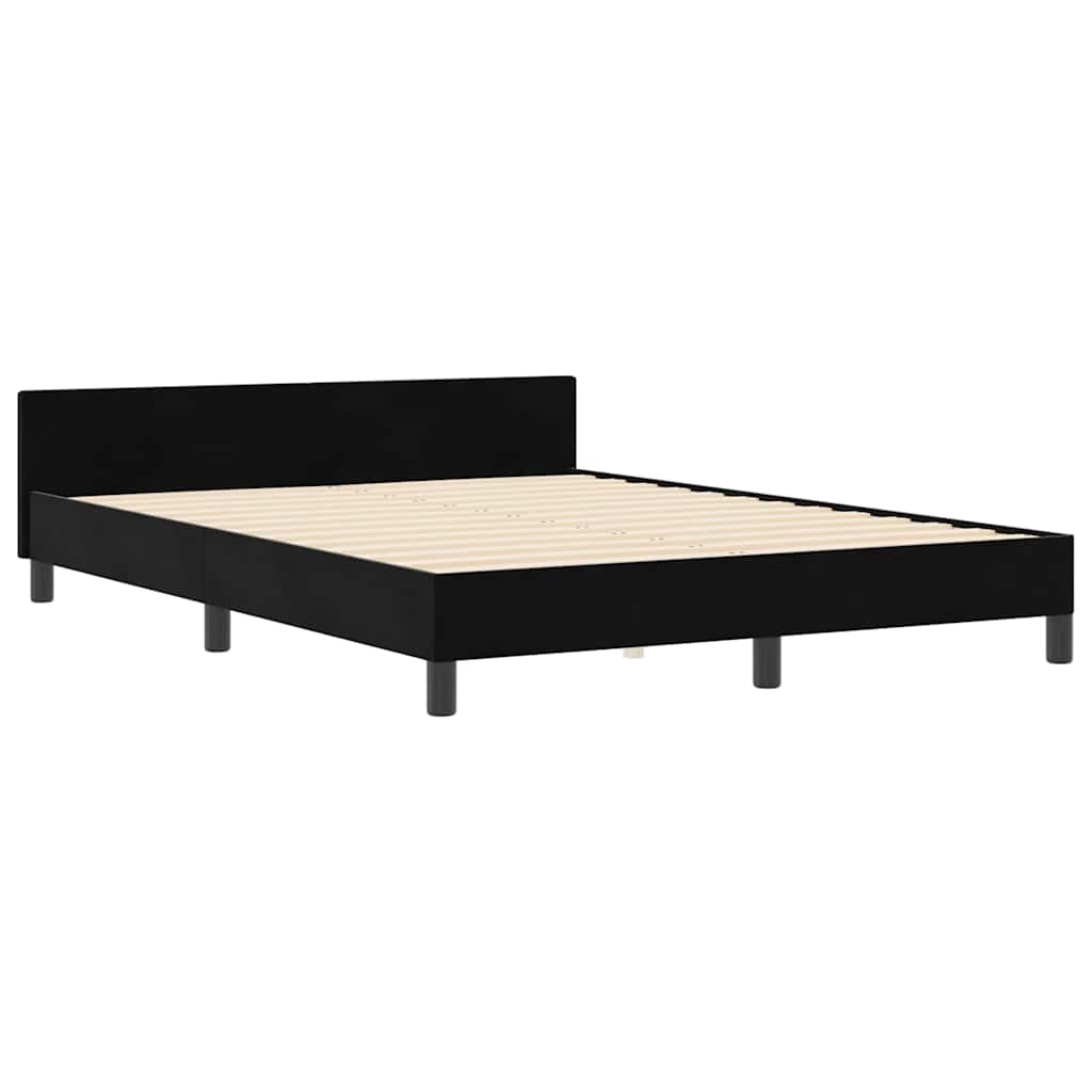 Postel S Boxspringem S Čelo Černá 140 X 190 Cm Samet