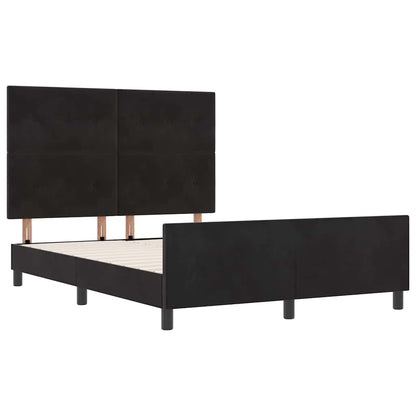 Postel S Boxspringem S Čelo Černá 140 X 190 Cm Samet