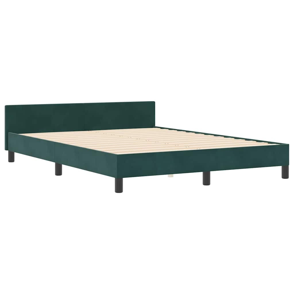 Postel S Boxspringem S Čelo Tmavě Zelená 140 X 190 Cm Samet