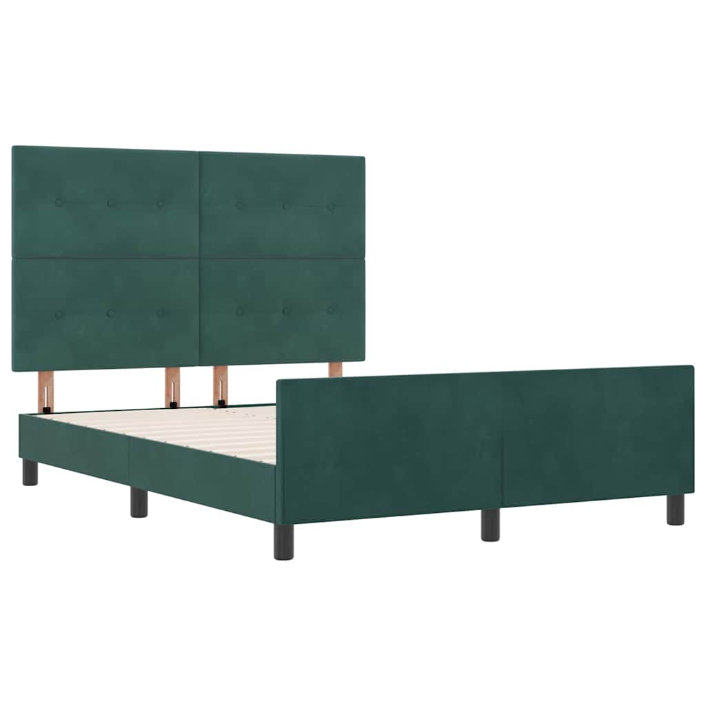 Postel S Boxspringem S Čelo Tmavě Zelená 140 X 190 Cm Samet