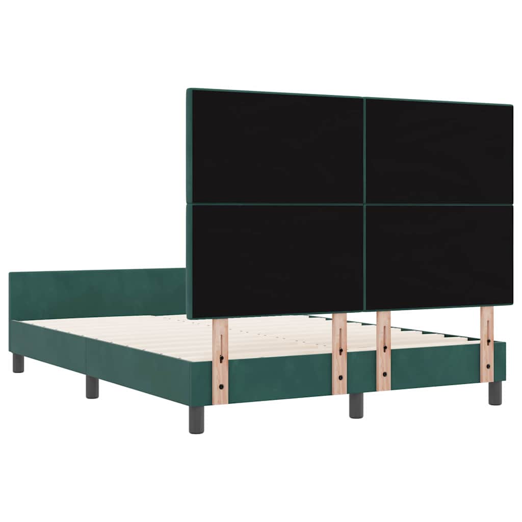Postel S Boxspringem S Čelo Tmavě Zelená 140 X 190 Cm Samet