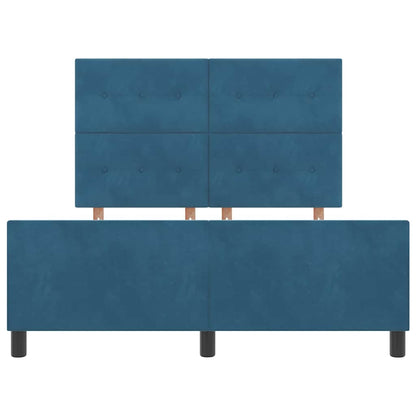 Postel S Boxspringem S Čelo Tmavě Modrá 140 X 190 Cm Samet