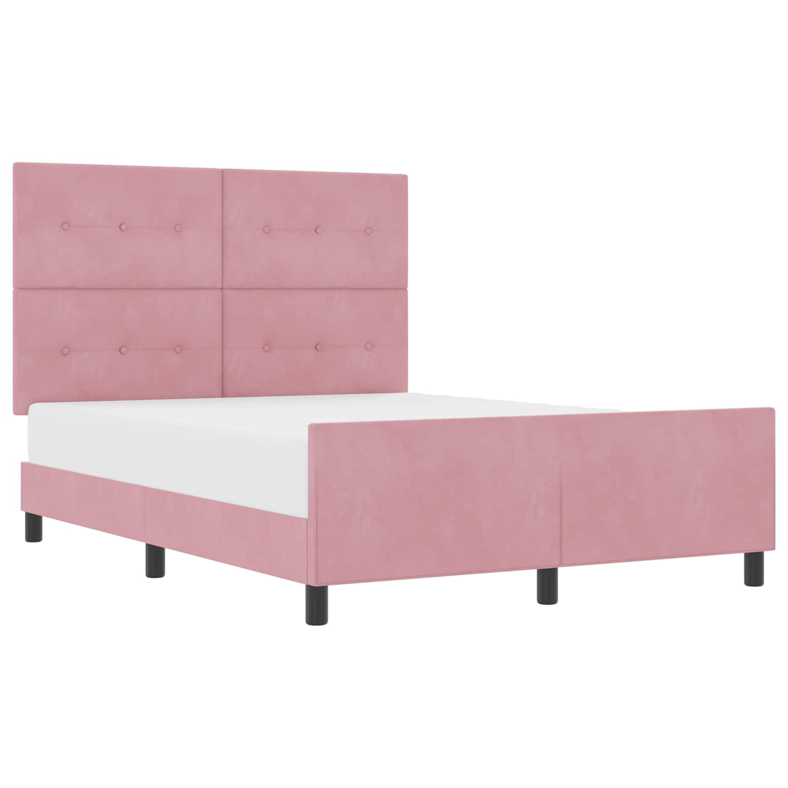 Postel S Boxspringem S Čelo Růžová 140 X 190 Cm Samet
