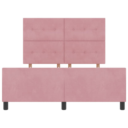 Postel S Boxspringem S Čelo Růžová 140 X 190 Cm Samet