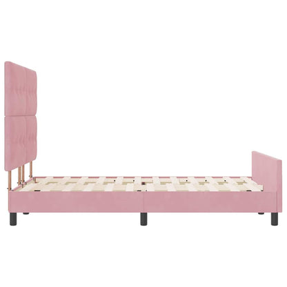 Postel S Boxspringem S Čelo Růžová 140 X 190 Cm Samet
