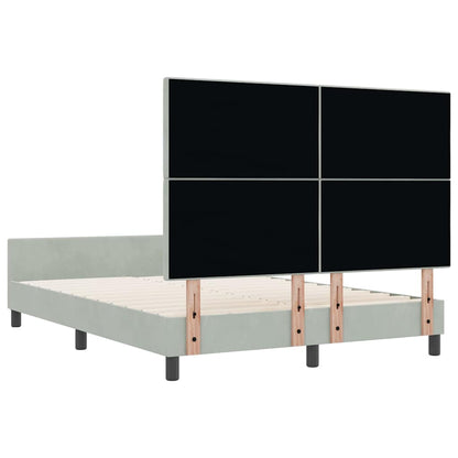 Postel S Boxspringem S Čelo Světle Šedá 140 X 200 Cm Samet