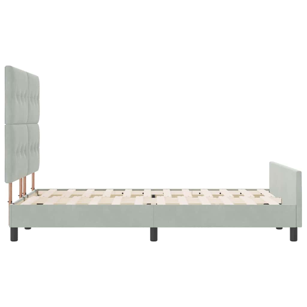 Postel S Boxspringem S Čelo Světle Šedá 140 X 200 Cm Samet