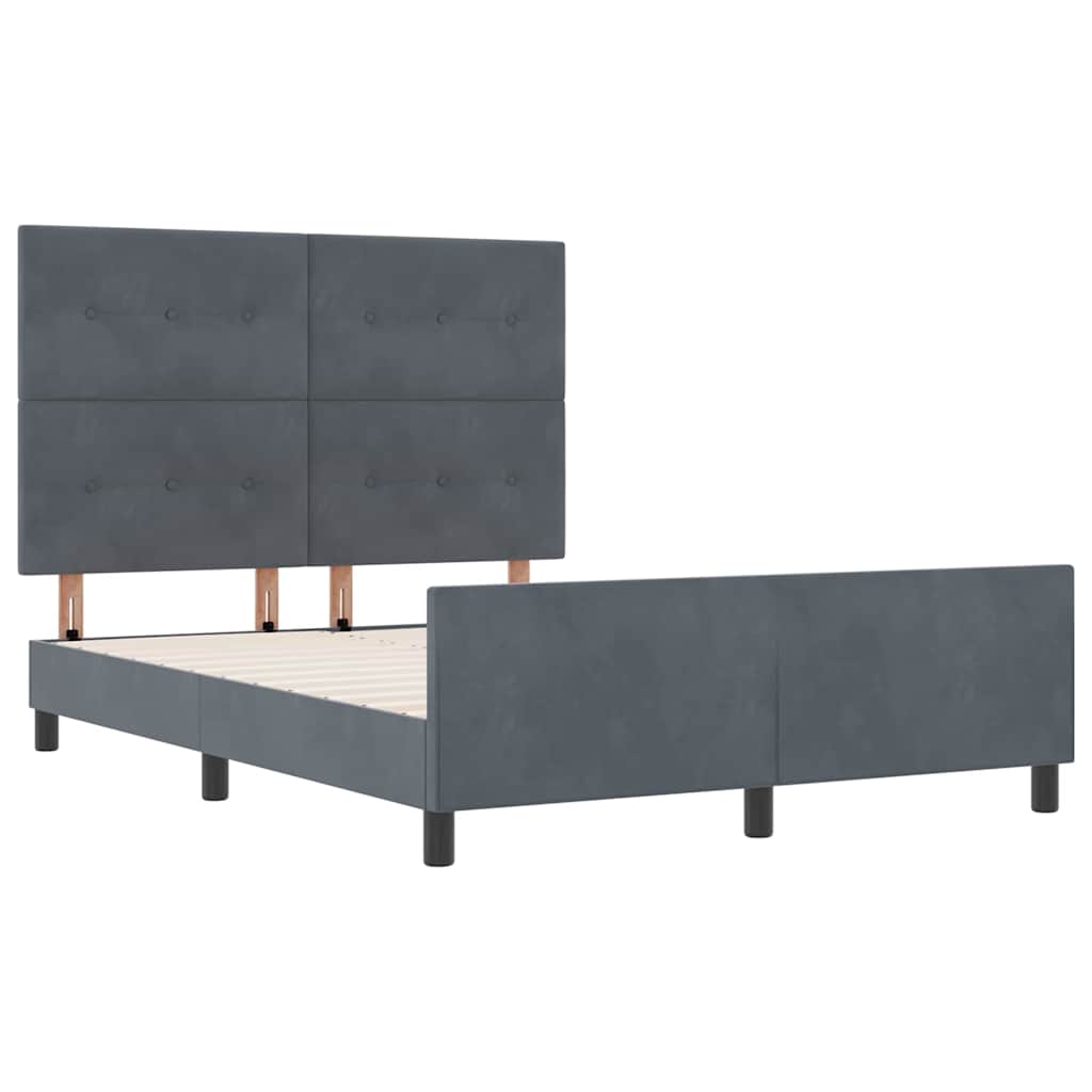 Postel S Boxspringem S Čelo Tmavě Šedá 140 X 200 Cm Samet