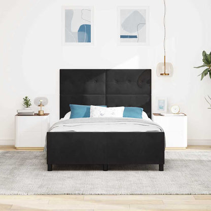 Postel S Boxspringem S Čelo Černá 140 X 200 Cm Samet