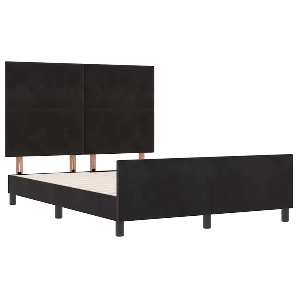 Postel S Boxspringem S Čelo Černá 140 X 200 Cm Samet