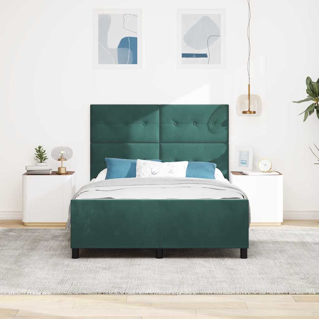 Postel S Boxspringem S Čelo Tmavě Zelená 140 X 200 Cm Samet