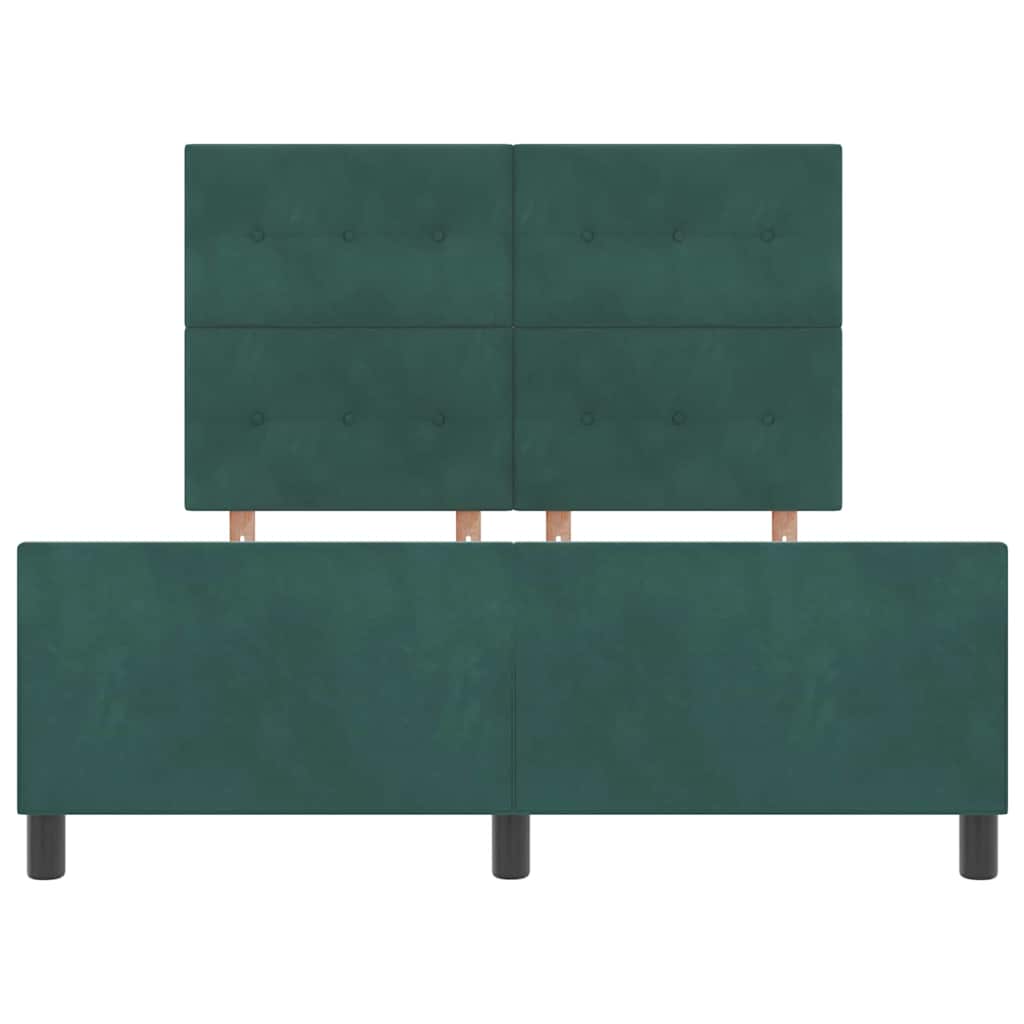 Postel S Boxspringem S Čelo Tmavě Zelená 140 X 200 Cm Samet