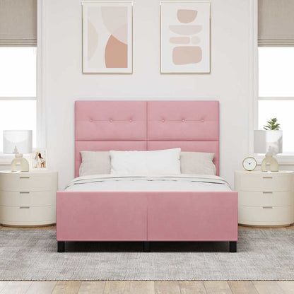 Postel S Boxspringem S Čelo Růžová 140 X 200 Cm Samet