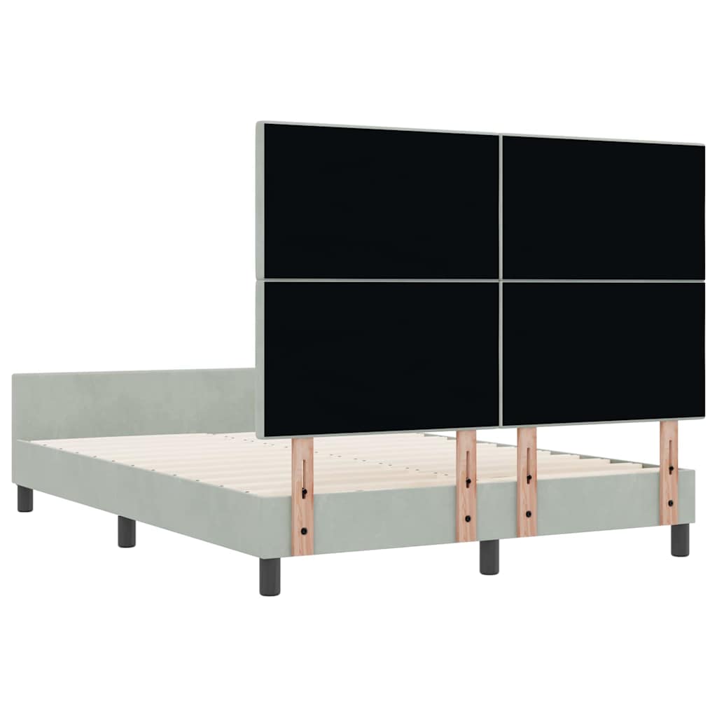Postel S Boxspringem S Čelo Světle Šedá 160 X 200 Cm Samet