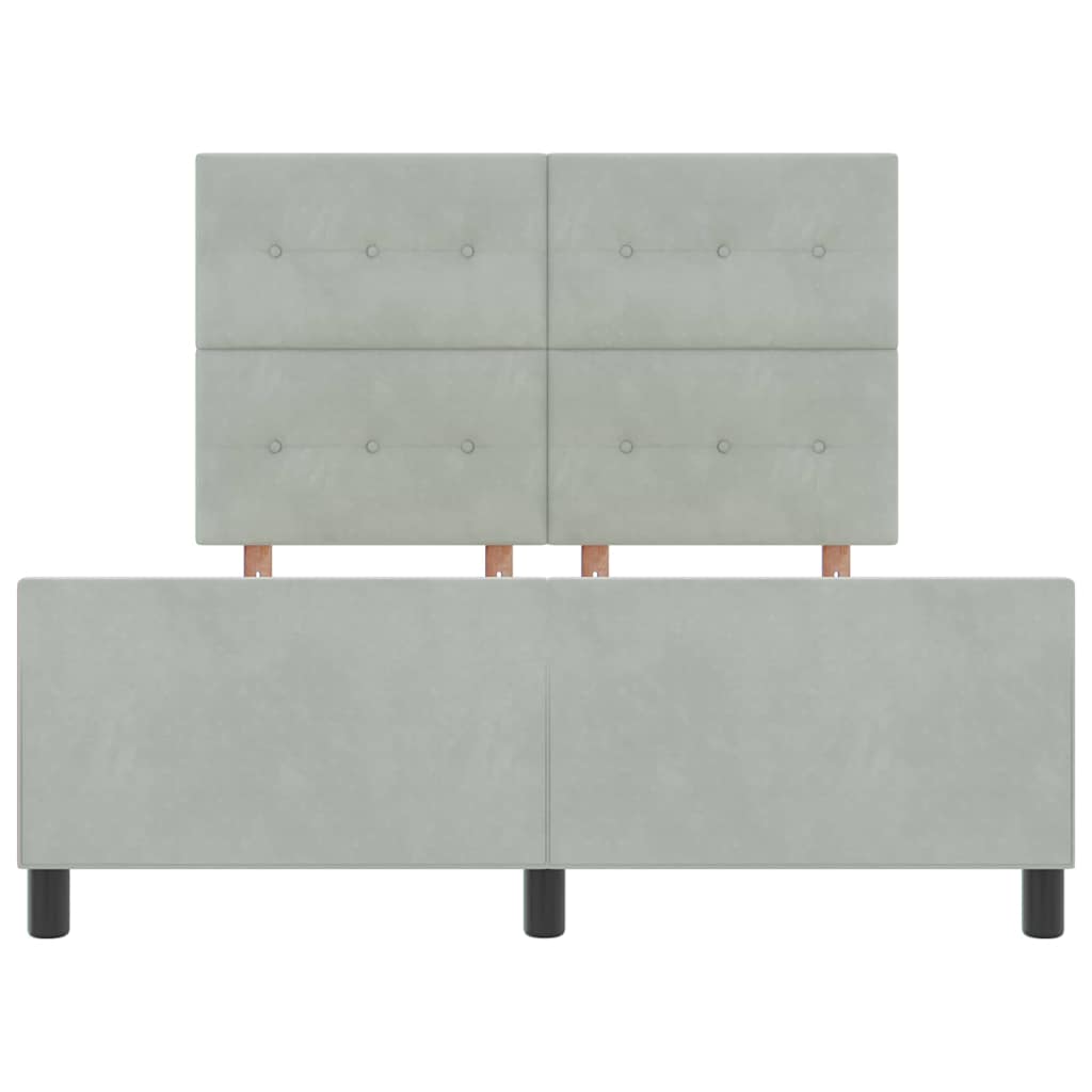 Postel S Boxspringem S Čelo Světle Šedá 160 X 200 Cm Samet